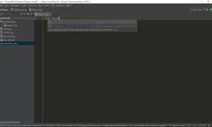 Dans PyCharm, le code Python importe le module tkinter. L'éditeur montre une suggestion pour l'importation.