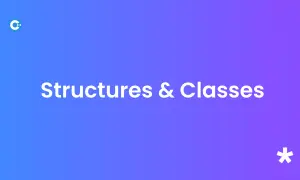 Logo C++ et texte "Structures & Classes" sur fond dégradé bleu-violet.