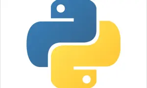 Logo Python bleu et jaune. Utile pour apprendre à remove nan from list python.