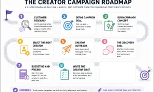 Feuille de route en 9 étapes pour planifier, lancer et optimiser des campagnes de marketing d'influence avec des créateurs.