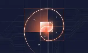 Spirale de Fibonacci illustrant la suite logique, comme une fonction fibonacci python. Les nombres 1, 1, 2, 3, 5, 8, 13, 21 sont représentés.