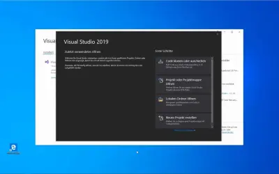 Fenêtre de démarrage de Visual Studio 2019, proposant des options pour ouvrir des projets, cloner du code ou en créer de nouveaux, idéal pour le développement C# .NET.