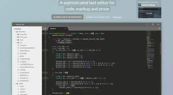 Un éditeur de code HTML affichant du code C dans Sublime Text, un outil de développement sophistiqué.