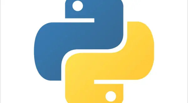 Logo Python bleu et jaune. Utile pour apprendre à remove nan from list python.