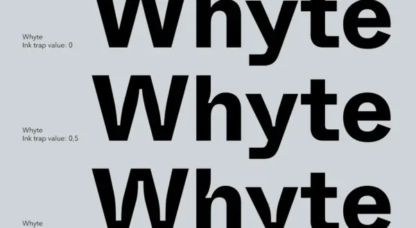 Essai de typographie "Whyte" avec différents réglages d'ink trap pour un rendu printwriter Java.