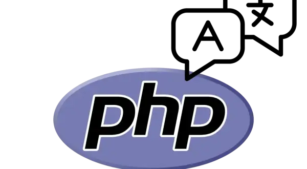 Logo PHP sur fond noir. Le texte "php" est écrit en blanc avec un contour noir sur un ovale bleu-violet. Utile pour connaître la longueur d'une chaîne PHP.