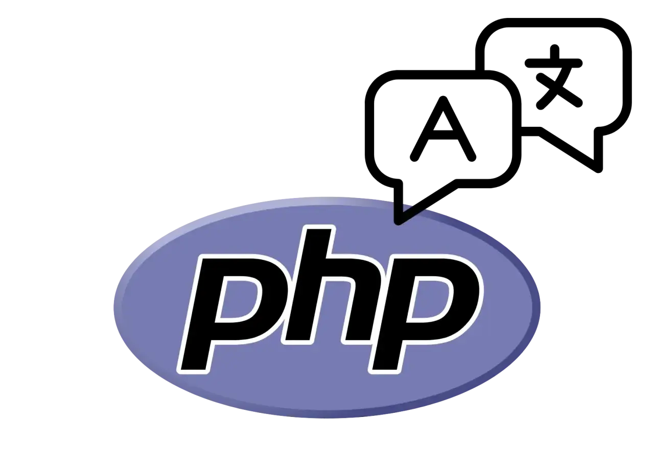Logo PHP sur fond noir. Le texte "php" est écrit en blanc avec un contour noir sur un ovale bleu-violet. Utile pour connaître la longueur d'une chaîne PHP.