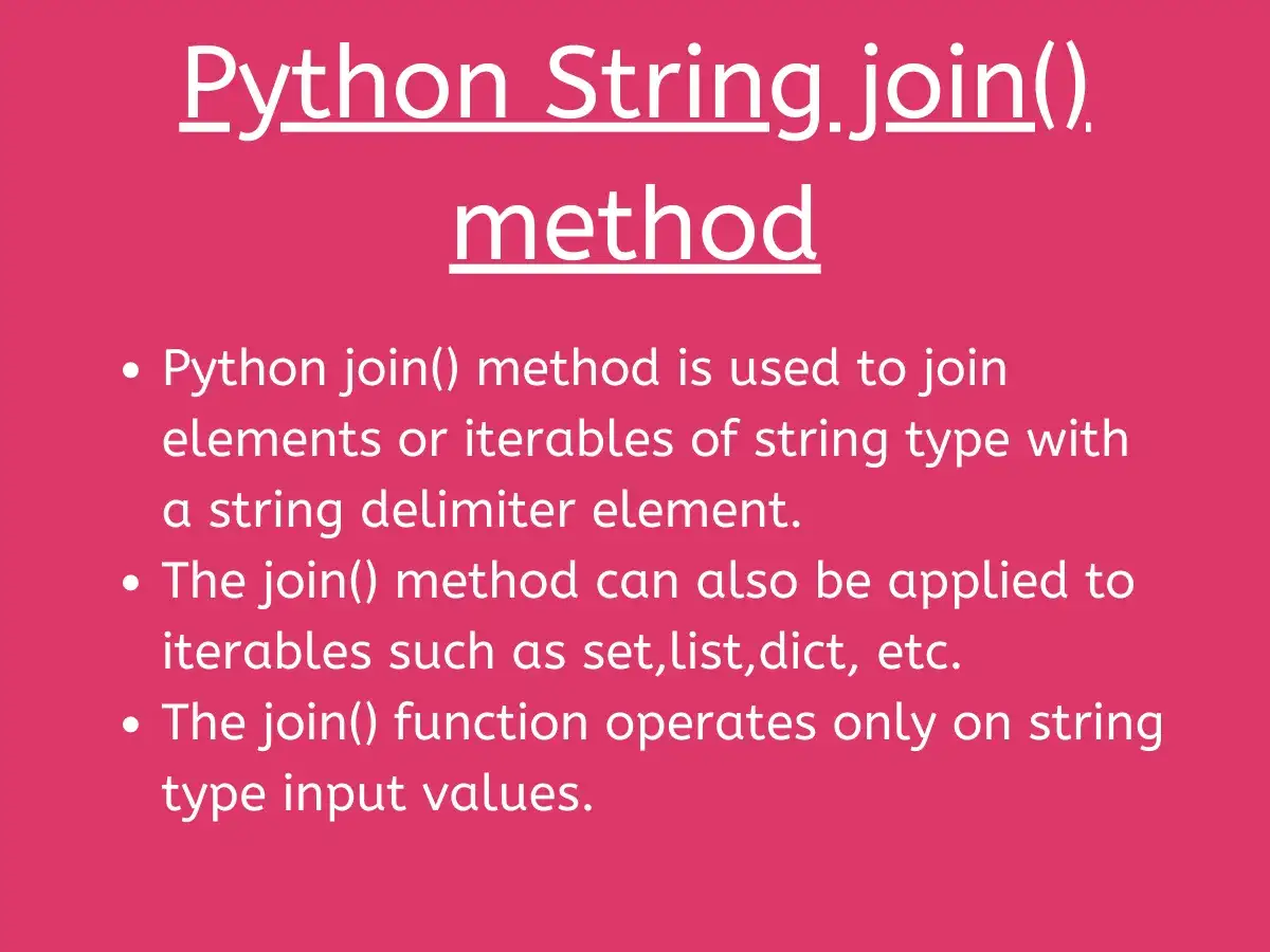 Apprenez à utiliser la méthode join() en Python pour assembler des chaînes de caractères. Elle est idéale pour joindre des éléments d'itérables.