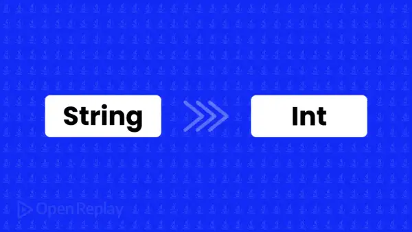 Conversion d'un String en Int en Java. Le logo OpenReplay est présent.