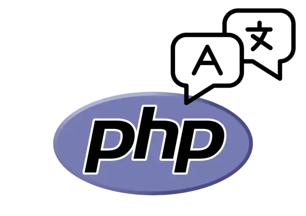 Logo PHP sur fond noir. Le texte "php" est écrit en blanc avec un contour noir sur un ovale bleu-violet. Utile pour connaître la longueur d'une chaîne PHP.